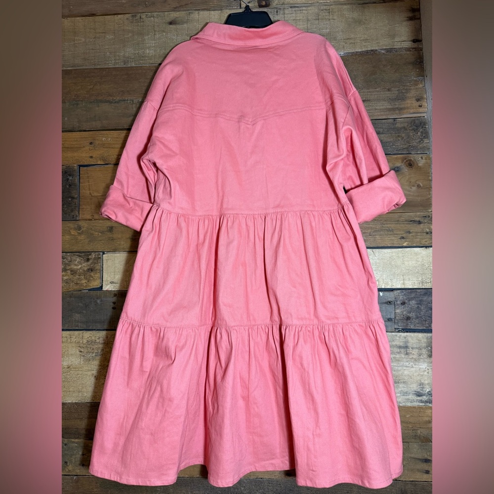 L&B Lucky & Blessed Stretch Denim Button Down Pink Western Dress Small DDR037 - Picture 2 of 8